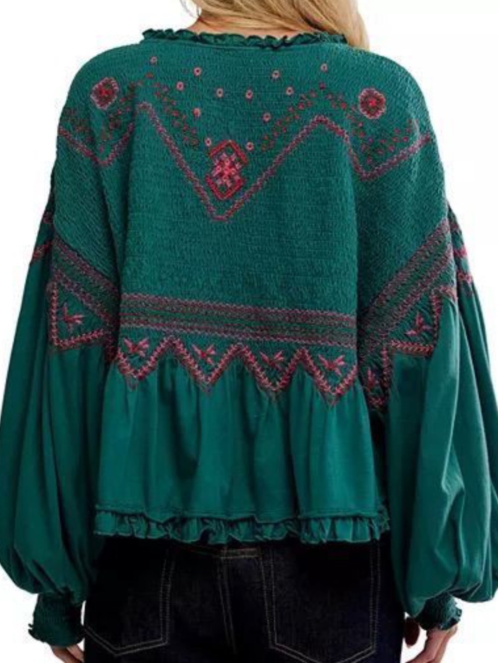FREE PEOPLE HOLLY KNIT TOP in Green Combo NWT sz L - Picture 2 of 5